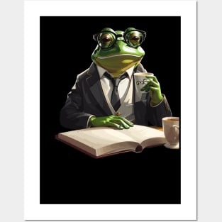 Frog with glasses Posters and Art